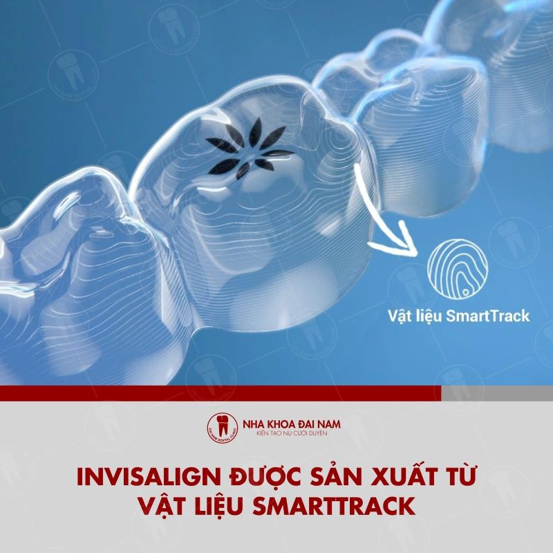 Khay nieng Invisalign duoc san xuat tu vat lieu SmartTrack cao cap